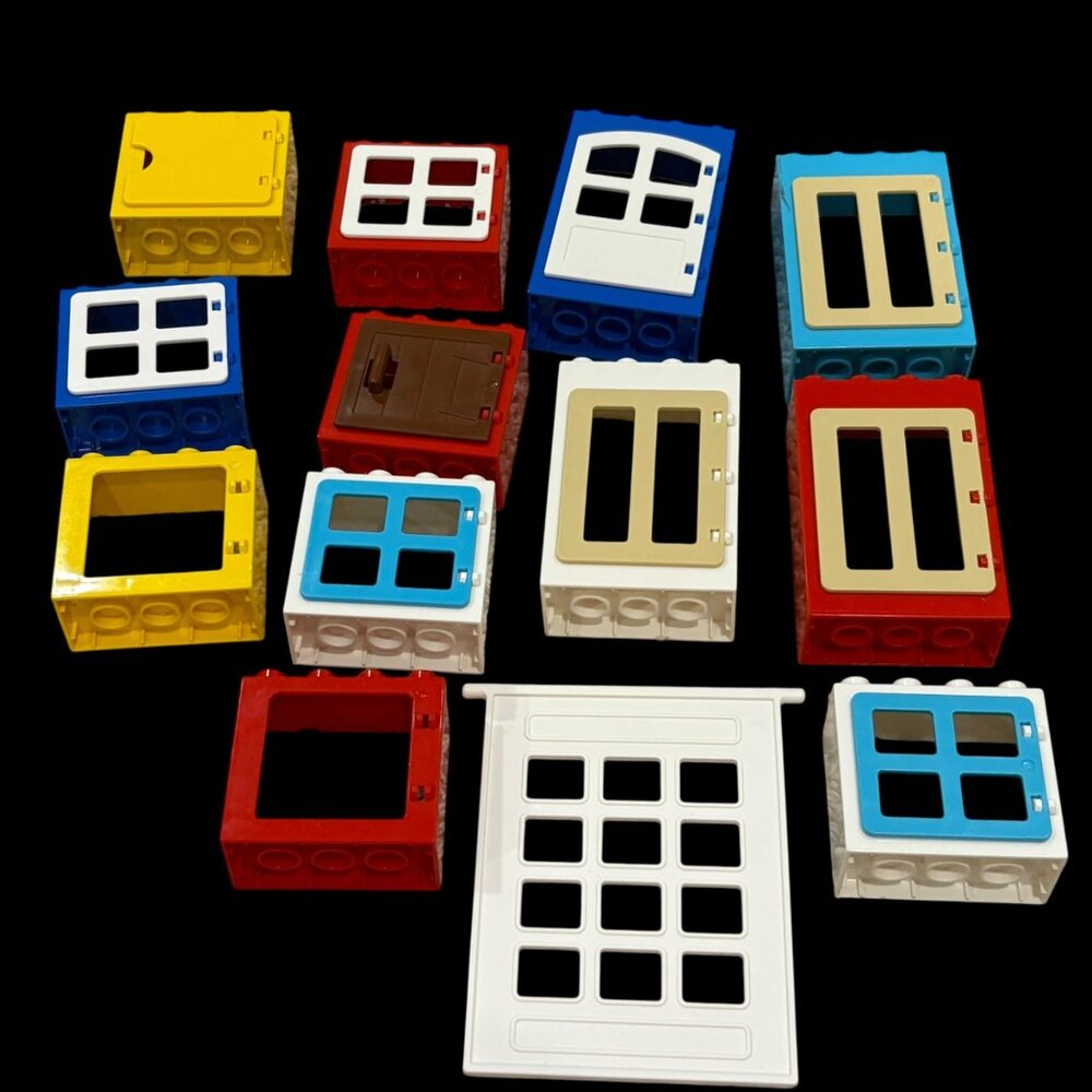 Lego Duplo Building Block Window & Door Set 13-Pc Mixed Colors - Picture 1 of 4